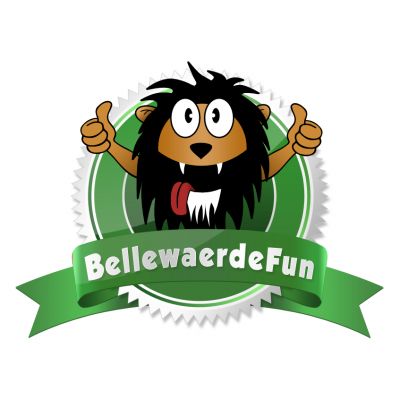 Het tweede BellewaerdeFun logo. Toen nog met onze leeuw die zijn 2 duimen enthousiast omhoog stak.